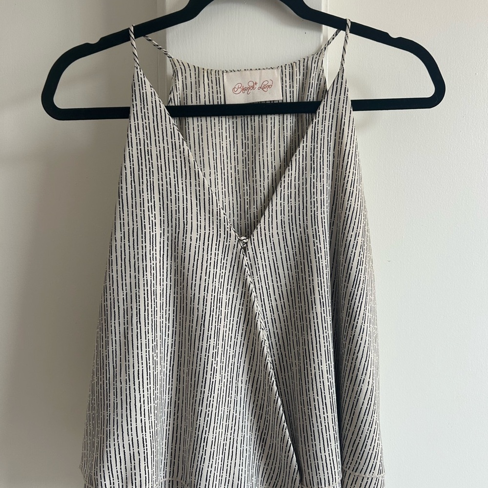 Chic Black and White Striped Wrap Top
